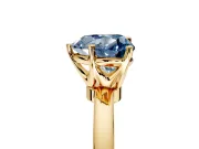 Solitaire Engagement Ring Setting for Fancy Blue Heart-Shaped Center with Plain Band and Tulip Prong Head in Yellow Gold