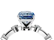 Solitaire Engagement Ring Setting for Fancy Blue Radiant Cut Center with Bezel Station Band and Prong Head in Platinum