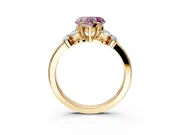 Solitaire Engagement Ring Setting for Fancy Pink Heart-Shaped Center with Marquise Flower Shoulders and Prong Head in Yellow Gold