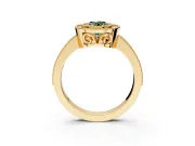 Halo Engagement Ring Setting for Fancy Green Oval Center with Milgrain Halo, Pave Band and Prong Head in Yellow Gold