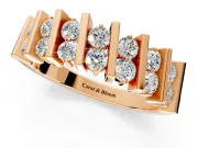 Round Cut Lab-Grown Diamond Two-Row Channel-Set Anniversary Wedding Band with Vertical Prongs in Rose Gold