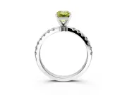 Open Basket Engagement Ring Setting for Fancy Yellow Emerald Cut Center with Pave Band and Prong Head in Platinum