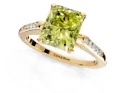 Solitaire Engagement Ring Setting for Fancy Yellow Radiant Cut Center with Channel Accents and Prong Head in Yellow Gold