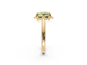 Floral Frame Engagement Ring Setting for Fancy Yellow Radiant Cut Center with Accent Clusters and Prong Head in Yellow Gold