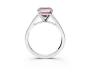 Solitaire Engagement Ring Setting for Fancy Pink Asscher Cut Center with Tapered Split Shoulders and Prong Head in Platinum