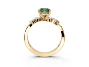 Solitaire Engagement Ring Setting for Fancy Green Cushion Cut Center with Marquise Accent Twist Band and Prong Head in Yellow Gold