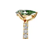 Solitaire Engagement Ring Setting for Fancy Green Pear-Shaped Center with Fine Pave Accents and Prong Head in Yellow Gold