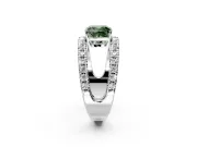 Solitaire Engagement Ring Setting for Fancy Green Cushion Cut Center with Wide-Open Split Shank and Prong Head in Platinum