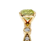 Solitaire Engagement Ring Setting for Fancy Yellow Cushion Cut Center with Milgrain Bezel Accents and Prong Head in Yellow Gold