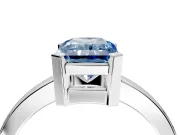 Solitaire Engagement Ring Setting for Fancy Blue Radiant Cut Center with Plain Band and Flat Tab Prong Head in Platinum