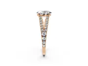 Solitaire Engagement Ring Setting for Oval Center with Pave Split Shank and Prong Head in Rose Gold