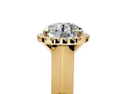 Halo Engagement Ring Setting for Round Cut Center with Knife Ridge Cathedral Band and Prong Head in Yellow Gold