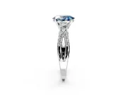 3 Stone Engagement Ring Setting for Fancy Blue Oval Center with Pave Split Shank and Prong Head in Platinum