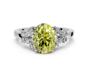 Solitaire Engagement Ring Setting for Fancy Yellow Oval Center with Marquise Flower Shoulders and Prong Head in Platinum