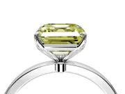 Solitaire Engagement Ring Setting for Fancy Yellow Asscher Cut Center with Thin Rounded Plain Band and Prong Head in White Gold