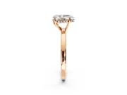 Solitaire Engagement Ring Setting for Pear-Shaped Center with Fine Wire Band and Prong Head in Rose Gold
