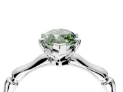 Solitaire Engagement Ring Setting for Fancy Green Marquise Center with Bamboo Band and Prong Head in Sterling Silver