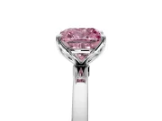 Solitaire Engagement Ring Setting for Fancy Pink Cushion Cut Center with Thin Rounded Plain Band and Prong Head in Sterling Silver