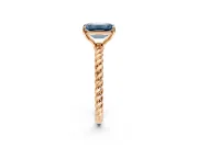 Solitaire Engagement Ring Setting for Fancy Blue Emerald Cut Center with Plain Twisted Rope Band and Prong Head in Rose Gold