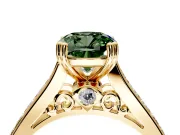 Solitaire Engagement Ring Setting for Fancy Green Cushion Cut Center with Channel Band and Double Claw Prong Head in Yellow Gold