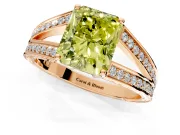 Split Shank Engagement Ring Setting for Fancy Yellow Radiant Cut Center with Pave Split Shank and Prong Head in Rose Gold