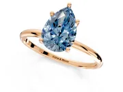 Solitaire Engagement Ring Setting for Fancy Blue Pear-Shaped Center with Straight Thin Band and Prong Head in Rose Gold