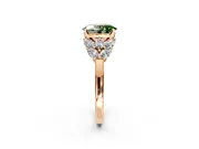 Leaf Cluster Engagement Ring Setting for Fancy Green Oval Center with Marquise Accents and Prong Head in Rose Gold
