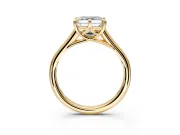 Solitaire Engagement Ring Setting for Asscher Cut Center with Cathedral Band and Prong Head in Yellow Gold