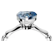 Solitaire Engagement Ring Setting for Fancy Blue Heart-Shaped Center with Bamboo Band and Prong Head in White Gold