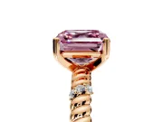 Rope Engagement Ring Setting for Fancy Pink Asscher Cut Center with Accent Shoulders and Prong Head in Rose Gold