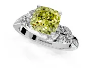 Solitaire Engagement Ring Setting for Fancy Yellow Cushion Cut Center with Marquise Accent Twist Band and Prong Head in Sterling Silver