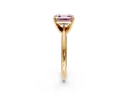 Solitaire Engagement Ring Setting for Fancy Pink Asscher Cut Center with Knife Ridge Band and Claw Prong Head in Yellow Gold