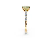 Baguette Engagement Ring Setting for Fancy Yellow Princess Cut Center with Alternating Bar-Set Band and Prong Head in Yellow Gold