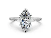 Solitaire Engagement Ring Setting for Marquise Center with Channel Accents and Prong Head in Platinum