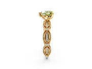 Solitaire Engagement Ring Setting for Fancy Yellow Heart-Shaped Center with Marquise Panel Band and Prong Head in Yellow Gold