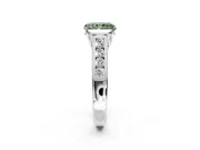 Solitaire Engagement Ring Setting for Fancy Green Radiant Cut Center with Round Cut Channel Band and Prong Head in White Gold