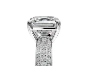 Solitaire Engagement Ring Setting for Asscher Cut Center with Multi-Row Pave Accents and Basket Head in Sterling Silver
