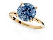 Minimalist Solitaire Engagement Ring Setting for Fancy Blue Round Cut Center with Thin Band and Prong Head in Yellow Gold
