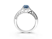 Floral Engagement Ring Setting for Fancy Blue Radiant Cut Center with Four Accent Clusters and Prong Head in Sterling Silver