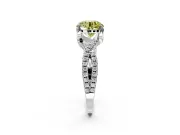 Solitaire Engagement Ring Setting for Fancy Yellow Round Cut Center with Narrow Twist Pave Band and Prong Head in Platinum