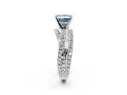 Solitaire Engagement Ring Setting for Fancy Blue Princess Cut Center with Woven 3-Strand Pave Band and Prong Head in Platinum