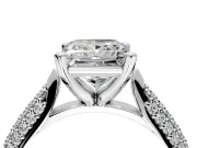 Solitaire Engagement Ring Setting for Princess Cut Center with Multi-Row Accents and Prong Head in Sterling Silver