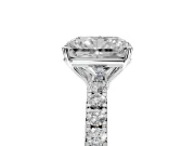 Solitaire Engagement Ring Setting for Radiant Cut Center with Large Accent Band and Prong Head in White Gold
