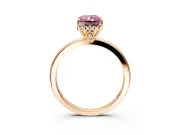 Solitaire Engagement Ring Setting for Fancy Pink Radiant Cut Center with Fine Wire Band and Prong Head in Rose Gold