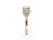 Leaf Cluster Engagement Ring Setting for Princess Cut Center with Marquise Accents and Prong Head in Rose Gold