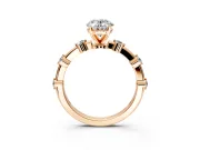 Solitaire Engagement Ring Setting for Oval Center with Bezel Station Band and Prong Head in Rose Gold