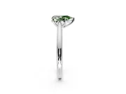 Solitaire Engagement Ring Setting for Fancy Green Pear-Shaped Center with Narrow Cathedral Band and Prong Head in Platinum