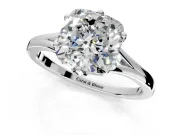 Solitaire Engagement Ring Setting for Cushion Cut Center with Plain Split Shank and Prong Head in Platinum