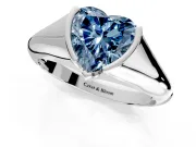 Tension Engagement Ring Setting for Fancy Blue Heart-Shaped Center with Wide Tapered Band and Tension Head in Sterling Silver