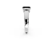3 Stone Engagement Ring Setting for Fancy Black Emerald Cut Center with Raised Basket Heads and Prong Head in Sterling Silver